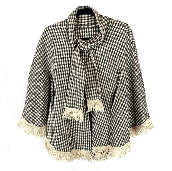 Checkered Wool Cape - Picture 1 of 6